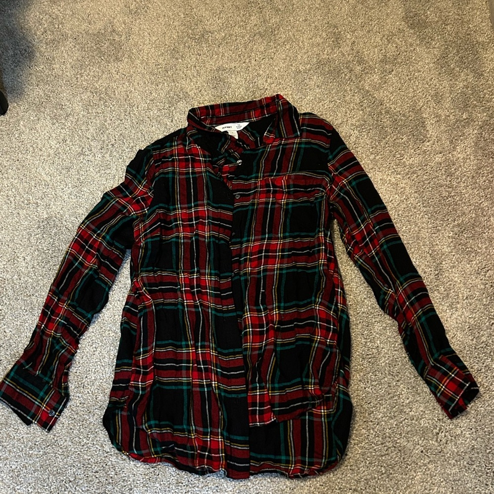 Old Navy Red and Green Plaid Shirt